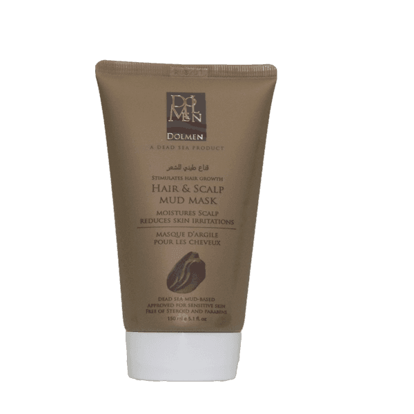 Tube of Dolmen Hair & Scalp Mud Mask for stimulating hair growth and moisturizing scalp.